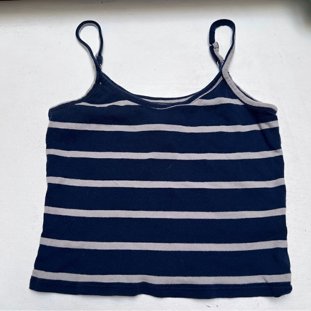 Chaser Striped Spaghetti Strap Crop Top Navy XS EUC